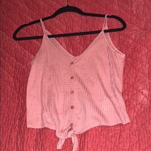 Front tie salmon button up tank top